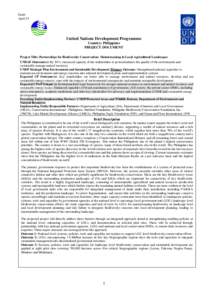 Draft April 25 United Nations Development Programme Country: Philippines PROJECT DOCUMENT