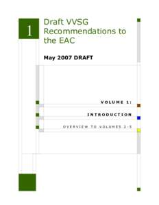 1  Draft VVSG Recommendations to the EAC May 2007 DRAFT
