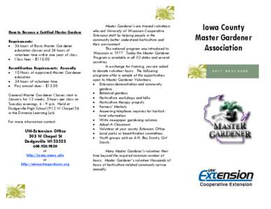 Master gardener program / Dodgeville / Geography of the United States / Madison /  Wisconsin / Wisconsin / Dodgeville /  Wisconsin / Dodgeville School District