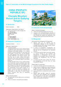 Summary of Section II: Periodic Report on the State of Conservation of the Mountain Resort and its Outlying Temples, Chengde, China, 2003