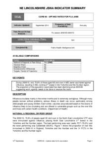 NE LINCOLNSHIRE JSNA INDICATOR SUMMARY