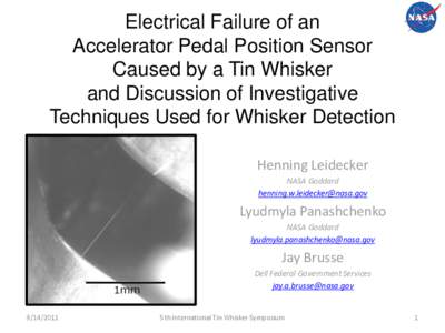 Electrical Failure of an Accelerator Pedal Position Sensor Caused by a Tin Whisker