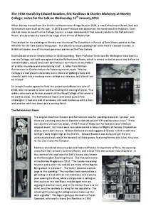 The 1930 murals by Edward Bawden, Eric Ravilious & Charles Mahoney at Morley  College: notes for the talk on Wednesday 15th January 2014   