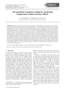 INTERNATIONAL JOURNAL OF CLIMATOLOGY Int. J. Climatol. 34: 18–[removed]Published online 14 February 2013 in Wiley Online Library (wileyonlinelibrary.com) DOI: [removed]joc[removed]The potential of pattern scaling for pro