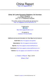 China Report http://chr.sagepub.com/ China−Sri Lanka Economic Relations: An Overview Saman Kelegama China Report[removed]: 131