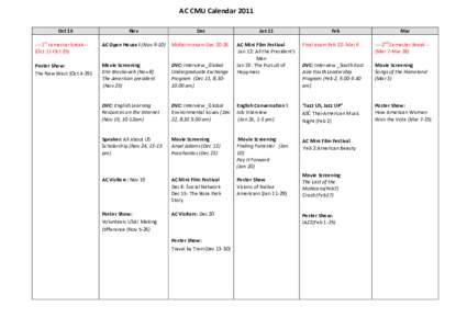 AC CMU Calendar 2011 Oct 10 Nov  Dec