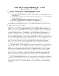 College of Social Sciences RSCA Infusion Plan AYPrepared September 5, 2017) A. Academ ic Affairs Academic Plan Guiding Principles for RSCA The goals for promoting RSCA as given in the SJSU’s RSCA Plan are to: 1