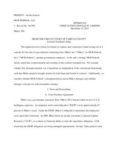 PRESENT: All the Justices MCR FEDERAL, LLC OPINION BY CHIEF JUSTICE DONALD W. LEMONS December 14, 2017