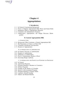 Chapter 4 Appropriations I. Introductory § § §