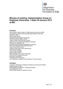 Minutes of Employee Ownership Implementation Group on 29 January 2013