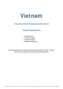 Vietnam Voluntary Work Placements[removed]Project Descriptions