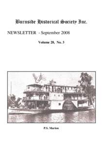 
  NEWSLETTER - September 2008 Volume 28, No. 3  P.S. Marion