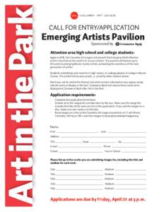 COLUMBIA ART LEAGUE  CALL FOR ENTRY/APPLICATION Emerging Artists Pavilion Sponsored by