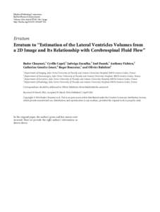 Erratum to “Estimation of the Lateral Ventricles Volumes from a 2D Image and Its Relationship with Cerebrospinal Fluid Flow”
