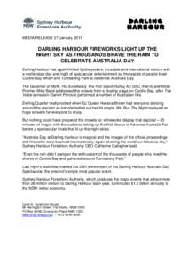 Sydney Harbour Foreshore Authority media release