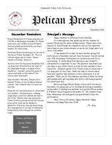 Klamath Falls City Schools  Pelican Press December, 2013  A Family and Student‐Centered School