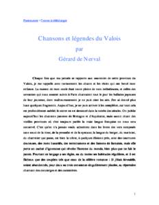 Poetes.com > Textes à télécharger  Chansons et légendes du Valois par Gérard de Nerval