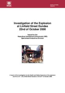 Investigation of the Explosion at Linfield Street Dundee Oct 2000