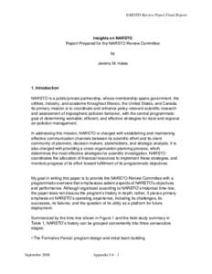 NARSTO Review Panel Final Report  Insights on NARSTO Report Prepared for the NARSTO Review Committee by Jeremy M. Hales