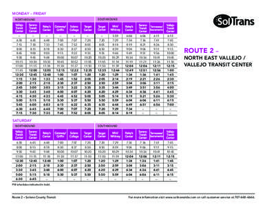 MONDAY – FRIDAY SOUTHBOUND NORTHBOUND  Vallejo