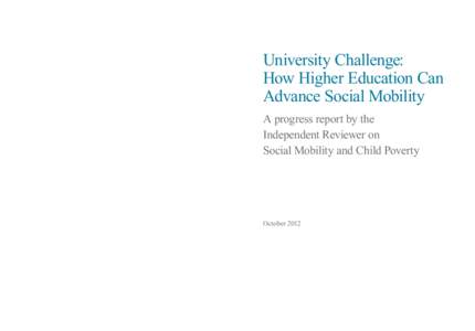 A progress report by the Independent Reviewer on Social Mobility and Child Poverty October 2012