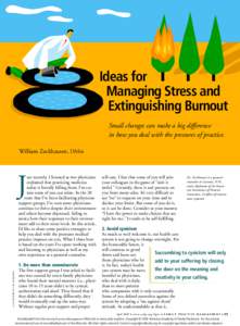Ideas for Managing Stress and Extinguishing Burnout -- Family Practice Management