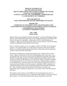 WRITTEN TESTIMONY OF DR. EDWARD RAPPAPORT DEPUTY DIRECTOR OF THE NATIONAL HURRICANE CENTER NATIONAL WEATHER SERVICE NATIONAL OCEANIC AND ATMOSPHERIC ADMINISTRATION U. S. DEPARTMENT OF COMMERCE