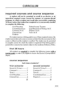 curriculum required courses and course sequence A student will not be permitted to enroll in an elective or an upper-level required course (except for summer- or semester-abroad programs, in which a student may enroll af