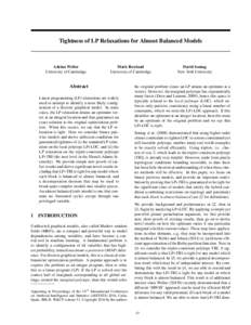 Tightness of LP Relaxations for Almost Balanced Models  Adrian Weller University of Cambridge  Mark Rowland