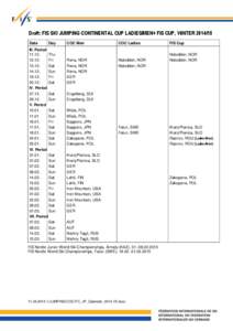 Draft: FIS SKI JUMPING CONTINENTAL CUP LADIES/MEN+ FIS CUP, WINTER[removed]Date