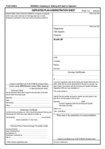 PLAN FORM 6  WARNING: Creasing or folding will lead to rejection DEPOSITED PLAN ADMINISTRATION SHEET