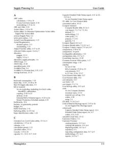 Supply Planning 5.4  A ABC codes calculations, 1-18 to 19 Excess Inventory report, 2-18