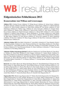 Eidgenössisches Feldschiessen 2013 Kranzresultate Amt Willisau und Grosswangen Altbüron FSG: Christian Fischer (Altbüron) 70. Philipp Bossert (Altbüron) 69. Stefan Fischer (Altbüron) 68. Markus Järmann (Altbüron) 