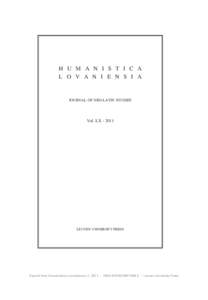 H  U  M  A  N  I  S  T  I  C  A L  O  V  A  N  I  E  N  S  I  A JOURNAL OF NEO-LATIN STUDIES  Vol. LX[removed]