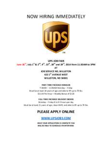 NOW HIRING IMMEDIATELY  UPS JOB FAIR th  st