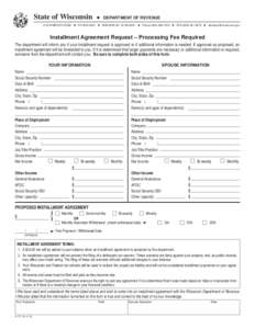 A-771 Installment Agreement Request - Processing Fee Required (April 2012)