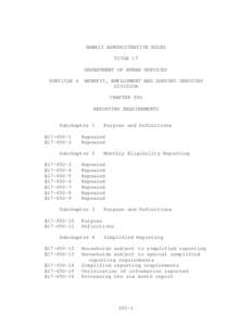 HAWAII ADMINISTRATIVE RULES TITLE 17 DEPARTMENT OF HUMAN SERVICES SUBTITLE 6  BENEFIT, EMPLOYMENT AND SUPPORT SERVICES