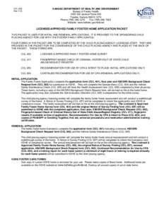 CCL 402 Rev 7/12 KANSAS DEPARTMENT OF HEALTH AND ENVIRONMENT Bureau of Family Health 1000 SW Jackson*Suite 200