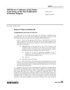 Nuclear Non-Proliferation Treaty / Zangger Committee / NPT Review Conference / Nuclear disarmament / International Atomic Energy Agency / Security assurance / 13 steps / New Agenda Coalition / International relations / Nuclear proliferation / Nuclear weapons