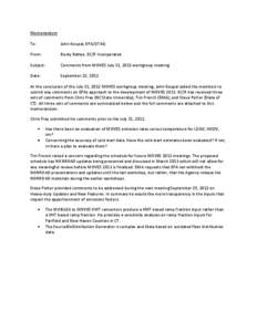 MSTRS MOVES Review Work Group: Memorandum, Comments from MOVES July 31, 2012 workgroup meeting (September 22, 2012)