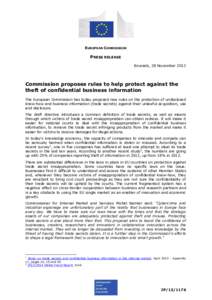 EUROPEAN COMMISSION  PRESS RELEASE Brussels, 28 November[removed]Commission proposes rules to help protect against the