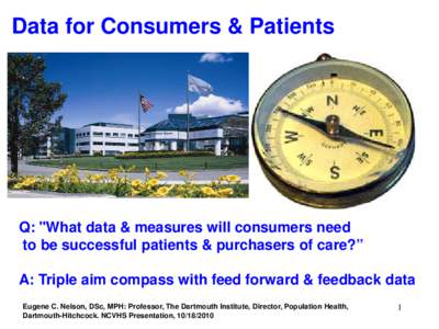 Data for Consumers & Patients  Q: 