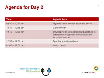 1  Agenda for Day 2 Time  Agenda item