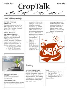 Vol. 21 No. 3  March 2012 MPCI Underwriting IN THE FEDERAL