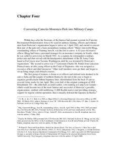 Chapter Four  Converting Catoctin Mountain Park into Military Camps Within days after the Secretary of the Interior had granted a permit for Catoctin Recreational Demonstration Area to be used for military training, offi