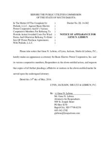 BEFORE THE PUBLIC UTILITIES COMMISSION OF THE STATE OF SOUTH DAKOTA In The Matter Of The Complaint by Prelude, L.L.C. Against Basin Electric Power Cooperative And It’s Various Cooperative Members For Refusing To