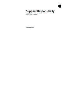Supplier Responsibility 2009 Progress Report February 2009  Supplier Responsibility
