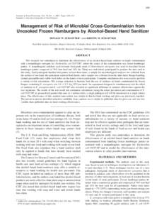 109 Journal of Food Protection, Vol. 70, No. 1, 2007, Pages 109–113 Copyright 䊚, International Association for Food Protection Management of Risk of Microbial Cross-Contamination from Uncooked Frozen Hamburgers by Al