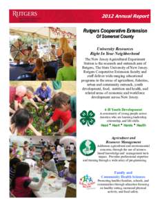 Cooperative extension service / Learning / Geography of New Jersey / 4-H / School of Environmental and Biological Sciences / Rutgers University / Health education / Rutgers–Newark / Education / Agriculture in the United States / Rural community development