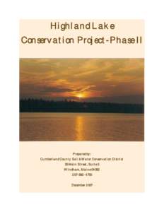 Highland Lake  Conservation Project-Phase II Prepared by: Cumberland County Soil & Water Conservation District